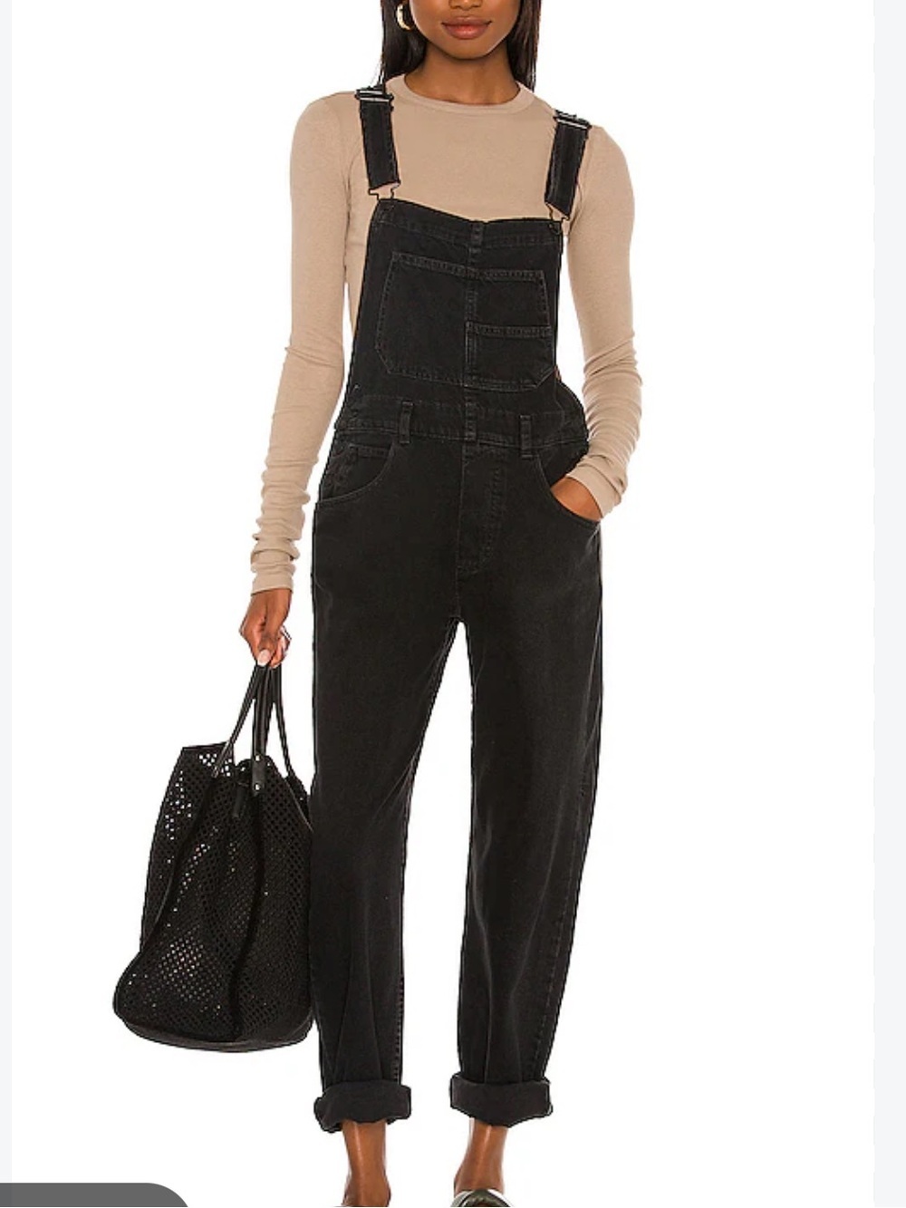 Free people Ziggy Washed Black Denim Overalls small